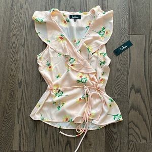 Floral tie waist blouse